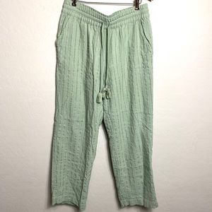 Soft Surroundings Pants Womens Size Small Seafoam Green Linen Blend Loungewear